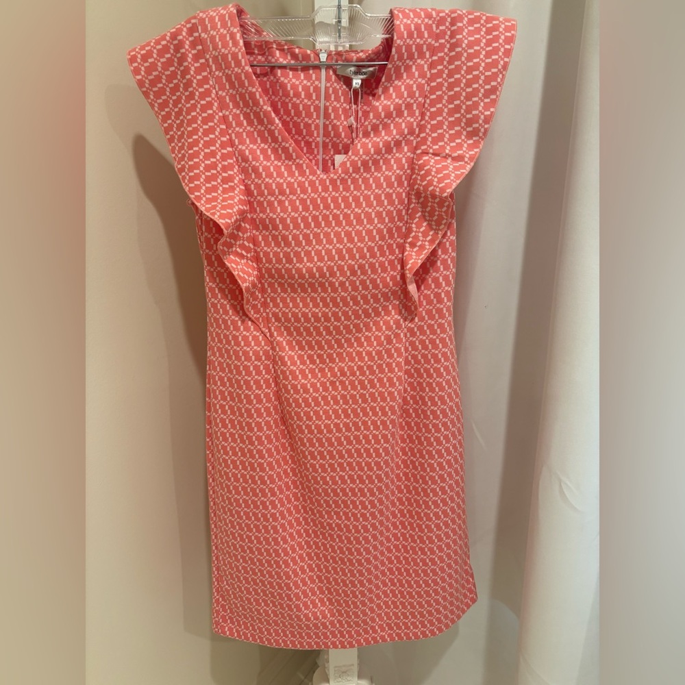 NWT Tyler Böe Elegant Pink Coral Patterned Ruffled Dress XS